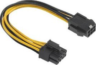 AKASA кабел-адаптер за напојување, 6-пин PCIe машки кон 8-пин ATX12V женски, 150 mm