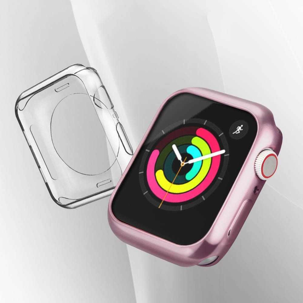 Kësja mbrojtëse Dux Ducis për Apple Watch 44mm, silikon, set 2 copë, rozë dhe transparente