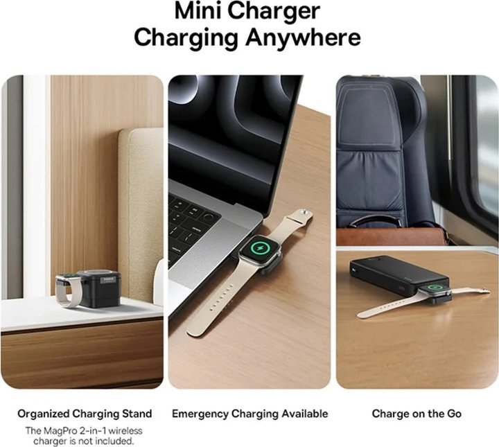Karikues magnetik pa tela Baseus Mini, 2.5W, për Apple Watch S1 S10 SE Ultra, i bardhë