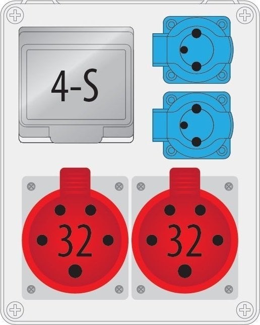 Kuti shpërndarëse PCE R-BOX 240 B.1703, IP44, 2x32A 5P, e kuqe
