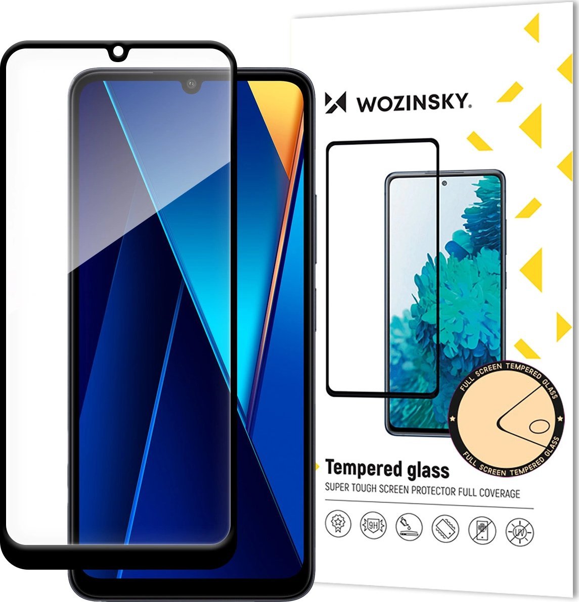 Xham mbrojtës Wozinsky Full Glue për Xiaomi POCO C65 Redmi 13C, 9H, me kornizë të zezë