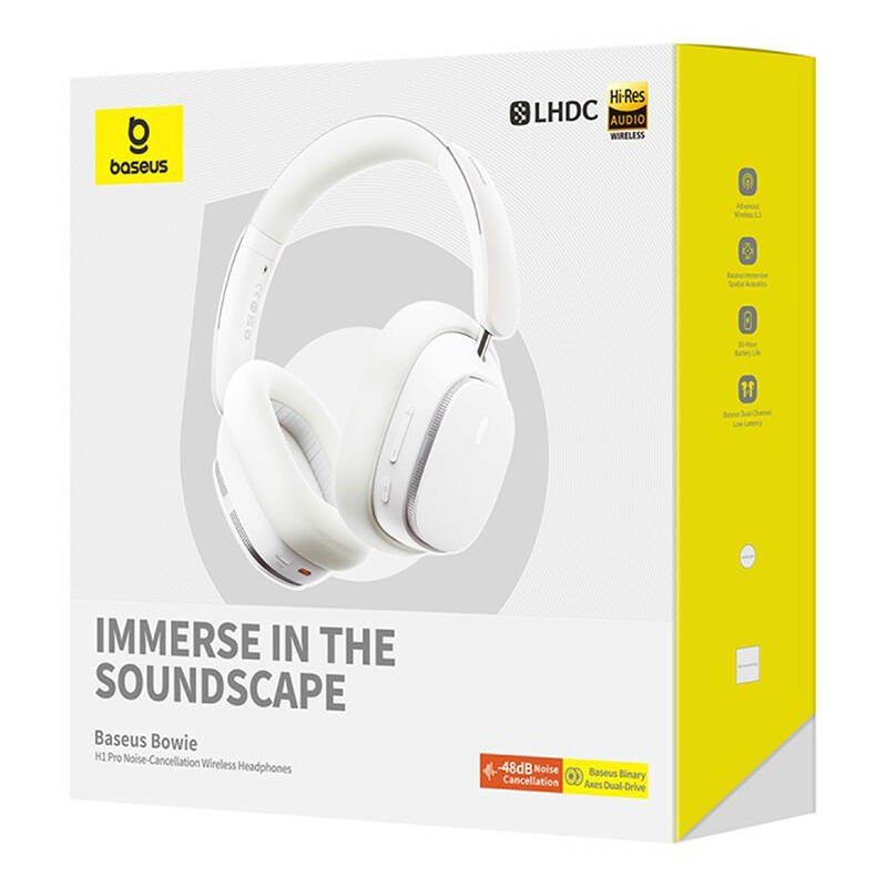 Kufje Baseus Bowie H1 Pro Wireless, USB Type-C, të bardha
