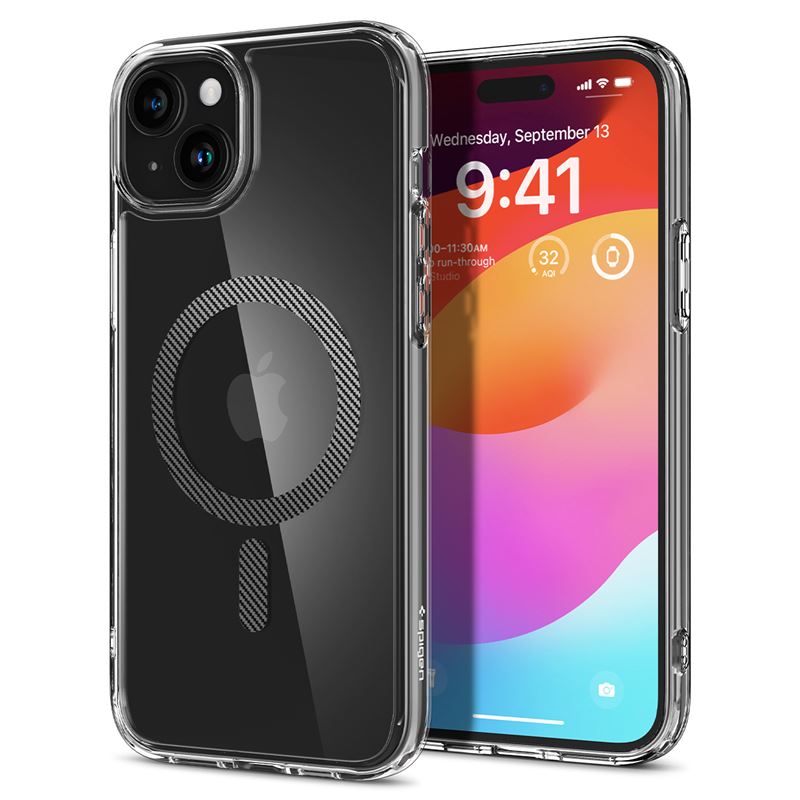 Mbrojtëse për celular iPhone 15 Plus Spigen Ultra Hybrid MagSafe, e zezë