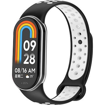Rrip sportiv Eternico për Xiaomi Smart Band 8 9, silikon, me vrima, e zezë dhe e bardhë