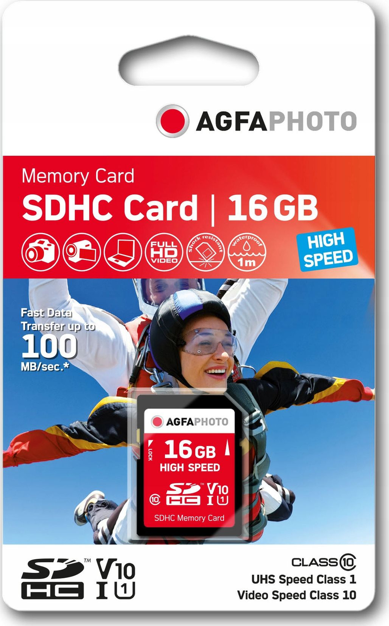 Kartë memorie AgfaPhoto SDHC, 16GB, Class 10 UHS I, e zezë