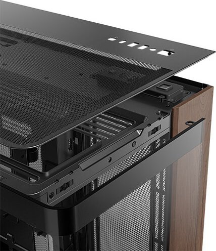 Kasa kompjuteri Antec C8 Curve Wood, Full Tower, xham i tejdukshëm, dru i zi