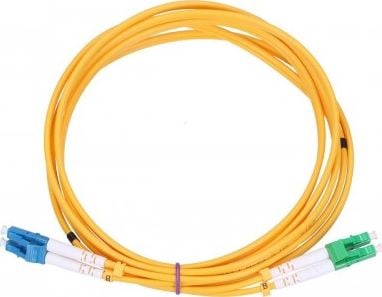 Kabllo patchcord optike ExtraLink LC UPC në LC APC, single mode G.657A1, duplex 2m, e verdhë