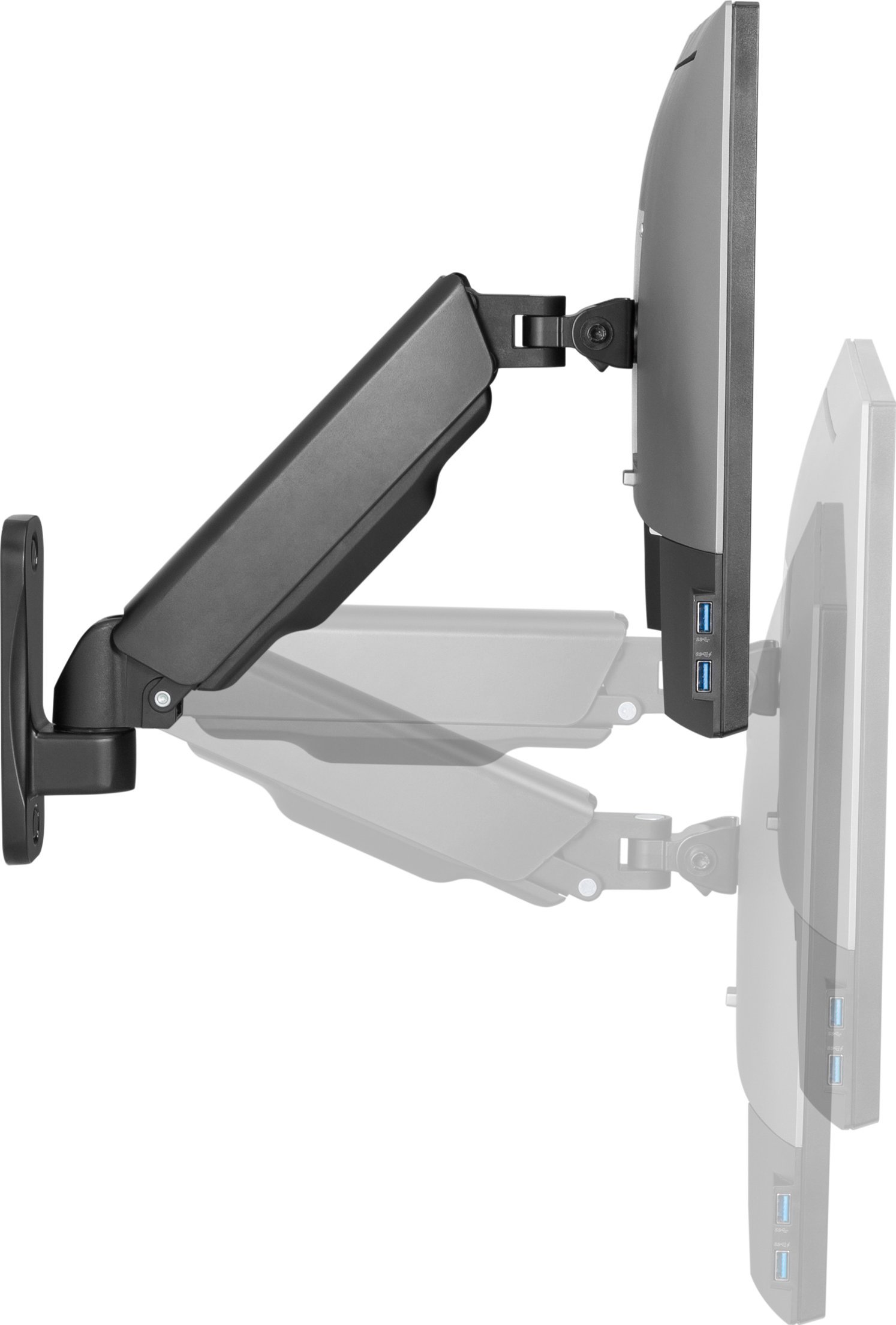 Braket muri për monitor Equip 650154, 17"-32", krah me gaz, e zezë