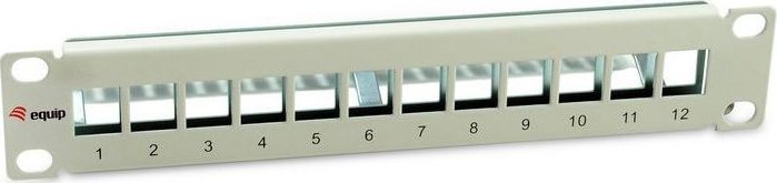 Patch panel LevelOne Equip 769330, 12 porta Keystone, Cat6A, i gri
