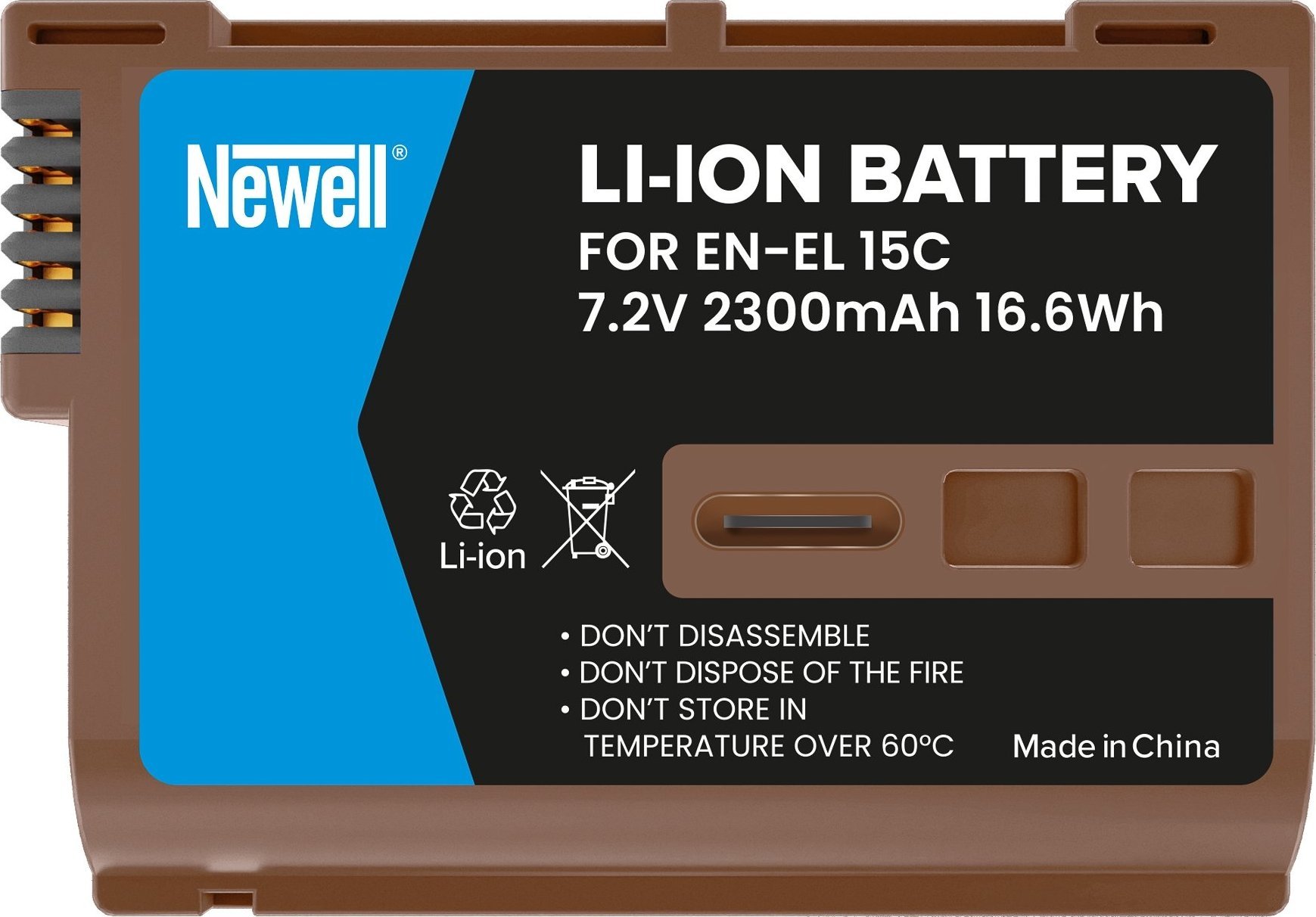 Bateri për aparat fotografik Newell EN-EL15C, 2300mAh, me USB-C, gri
