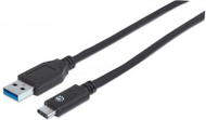 Kabllo Manhattan USB-A - USB-C, 1m, e zezë