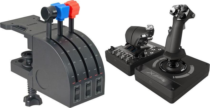 Set joystick Logitech G Saitek Pro Flight Throttle Quadrant + G X56 Hotas, USB, i zi