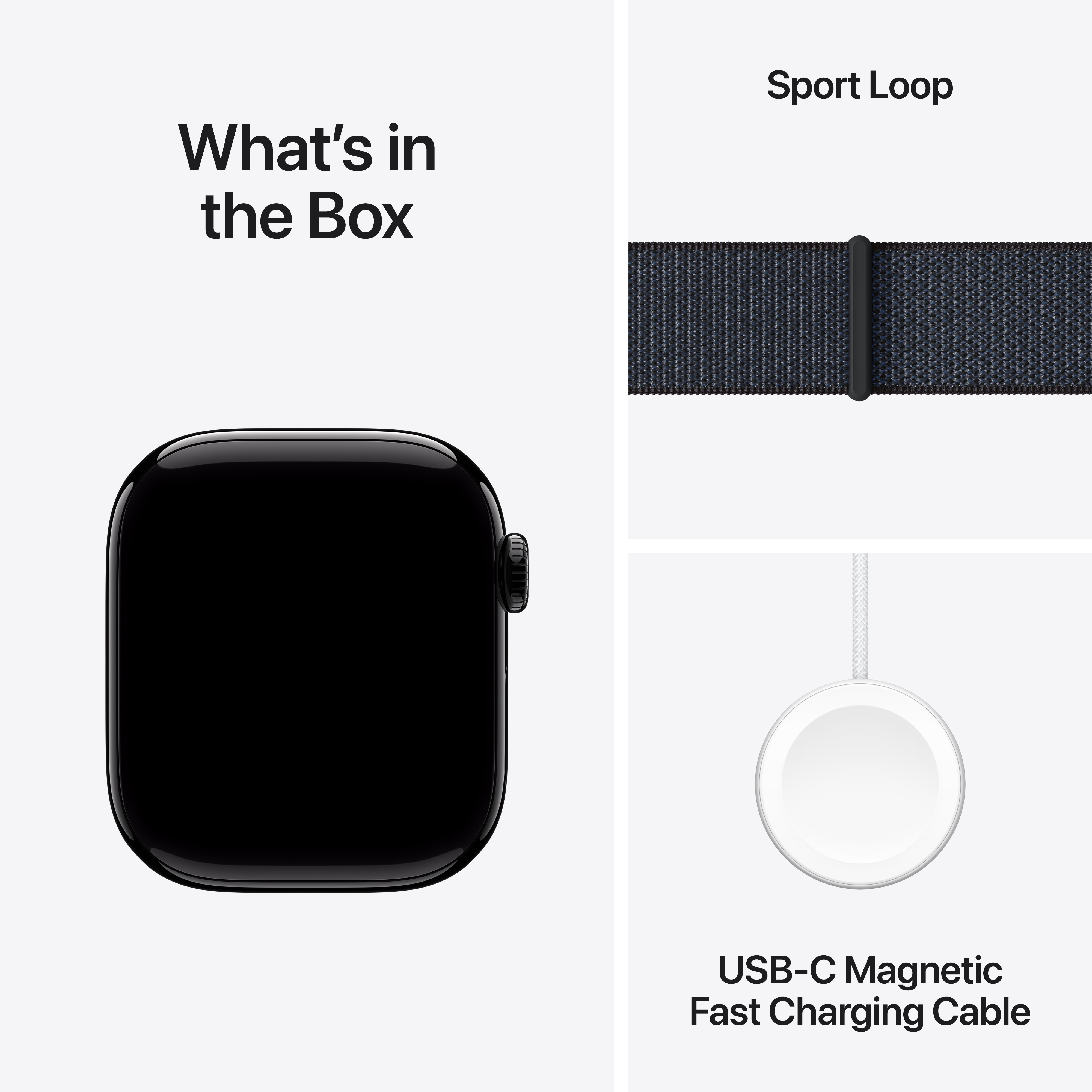 Apple Watch Series 10 GPS, 42mm, Jet Black Aluminum Case with Ink Sport Loop