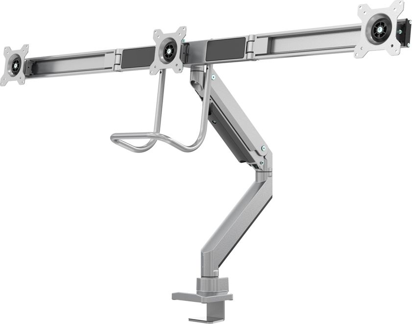Mbajtës tavoline për 3 monitorë Neomounts NM-D775DX3SILVER, 17"-24", rregullim me gaz, argjendtë