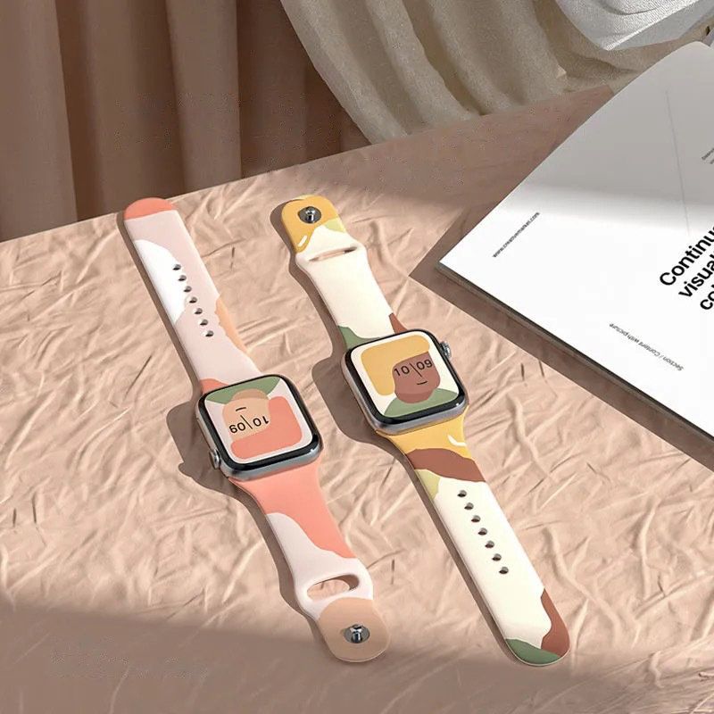 Rrip ore Hurtel Strap Moro për Apple Watch 44mm 42mm, silikon, dizajn kamuflazh, shumëngjyrësh