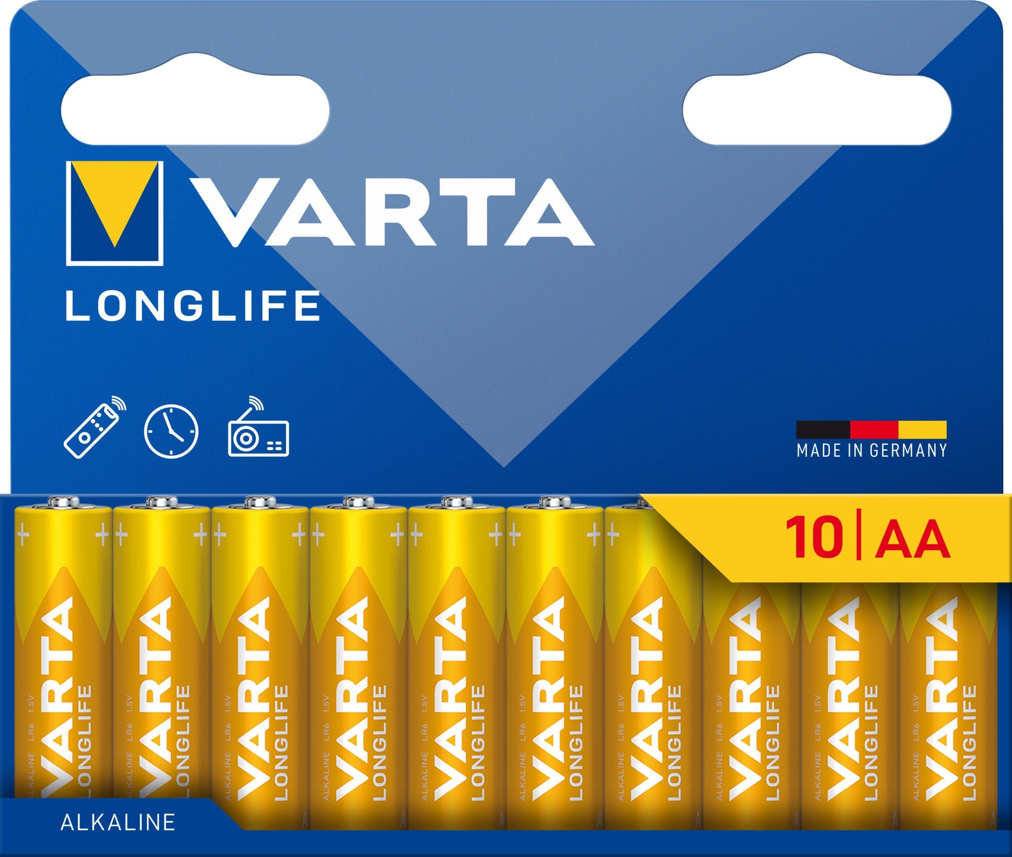 Bateri alkaline Varta Longlife AA, 1.5V, set 10 copë