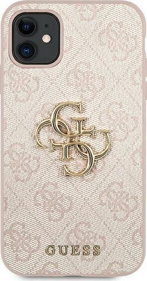 Kllëf telefoni Guess 4G Metal Logo për Samsung Galaxy A35 5G, PU, rozë