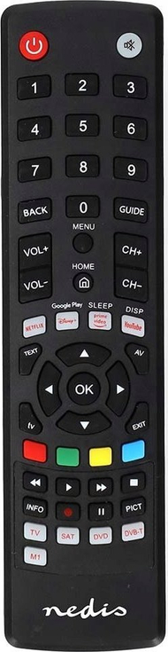 Telekomandë universale Nedis URC, 4 pajisje, IR, butona Amazon Disney Google Netflix YouTube, e zezë