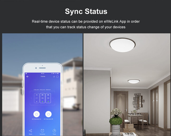 Ndërprerës Smart WiFi + RF 433 Sonoff T3 EU TX (2-channel)