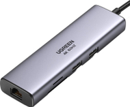 Hub USB C Ugreen CM489, 7 në 1, HDMI 4K, RJ45, gri