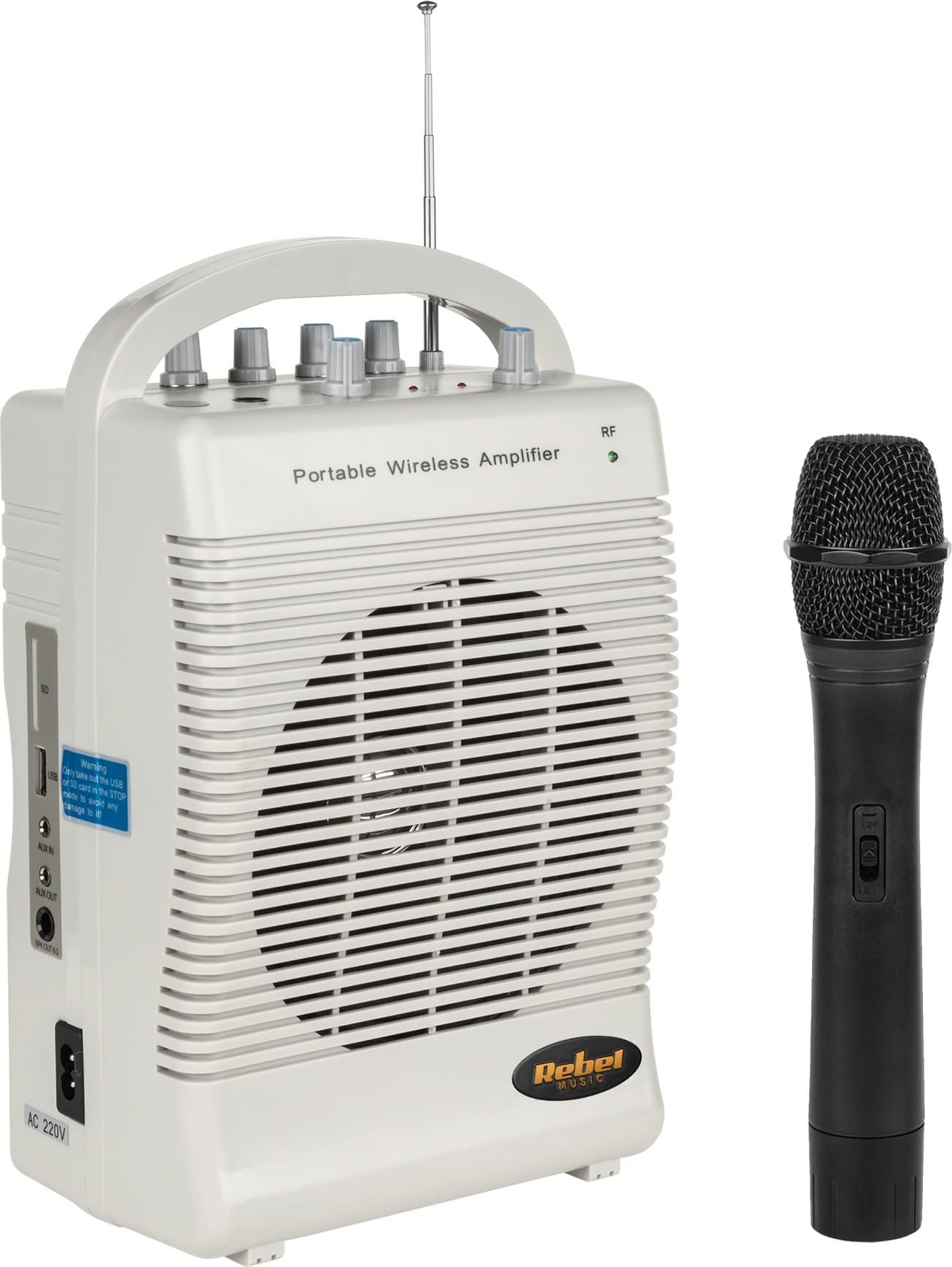 Mikrofon me amplifikator Rebel SH222UBT, 50W, Bluetooth, i zi