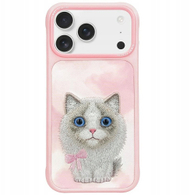 Kllëf telefoni Nimmy Big Eyed Pet 2.0 Cat, për iPhone 17 Pro, plastikë dhe metal, rozë