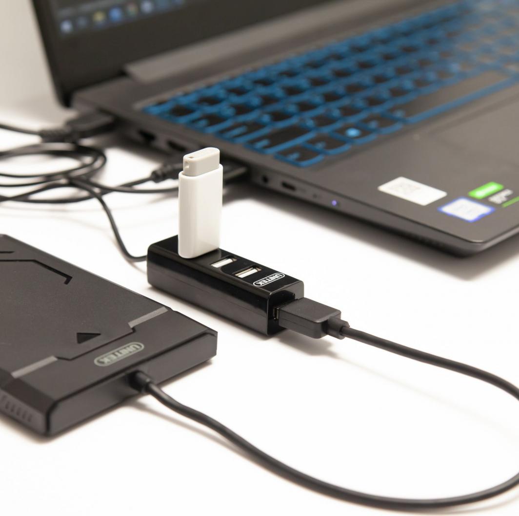 HUB USB Unitek Y-2140, 4xUSB 2.0 mini, e zezë