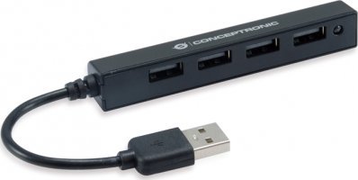 HUB USB Conceptronic CHUB2, 4 porta USB 2.0, pa furnizim të jashtëm, i zi