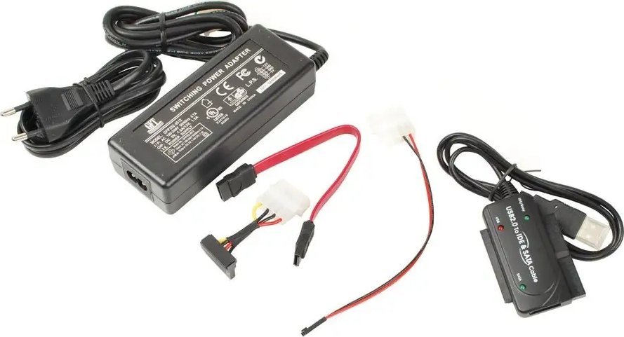 Adapter USB 2.0 PremiumCord IDE SATA, me kabllo, me furnizim shtesë me rrymë, i zi