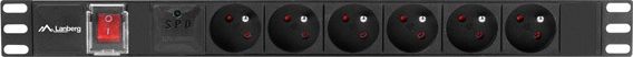 Shirit rryme rack Lanberg PDU-06E-0200-BK, 19" 1U, 6x 230V 16A, 2m, i zi