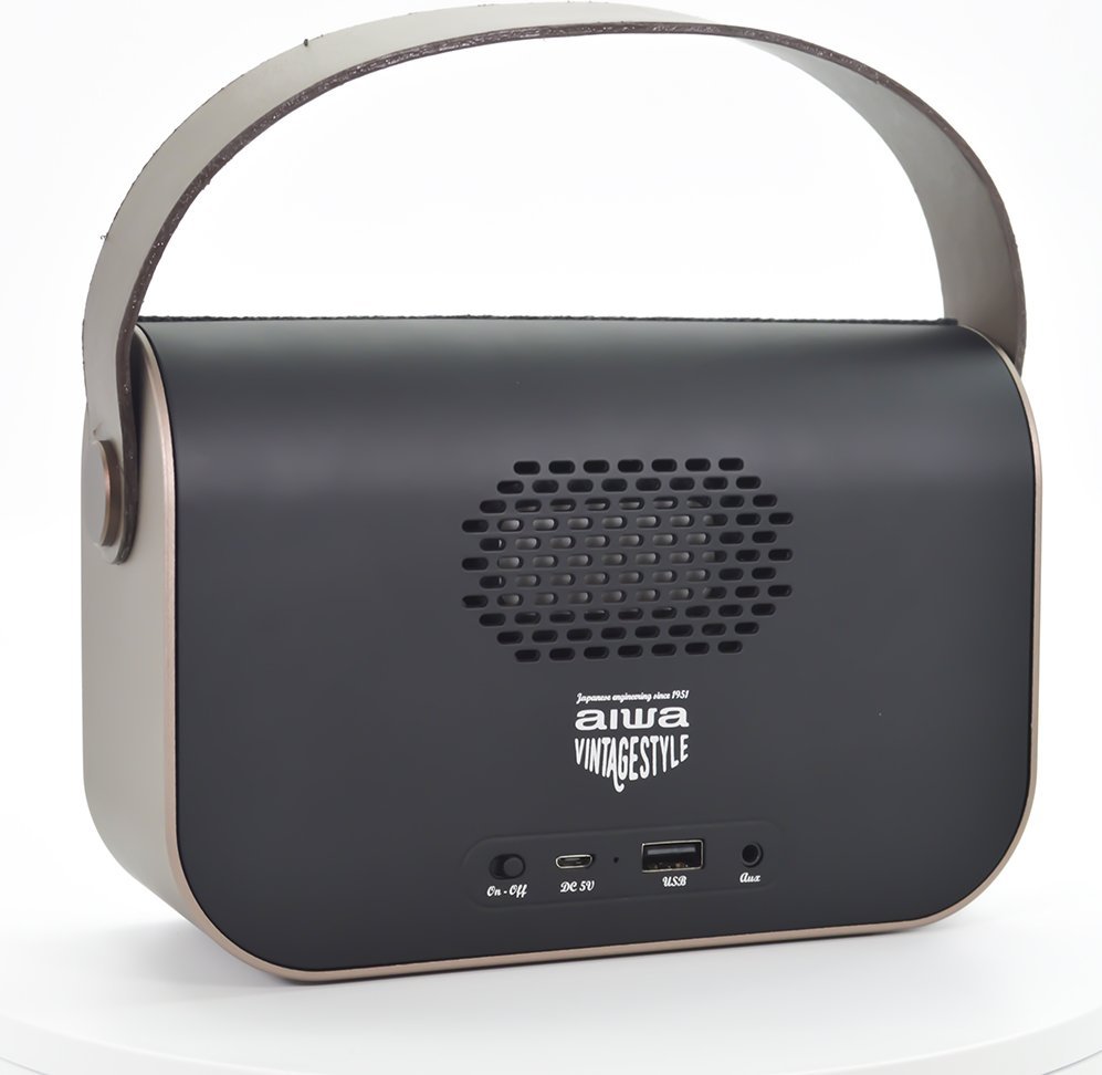 Radio portative Aiwa Vintage Style, FM USB AUX Bluetooth, kafe