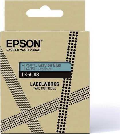 Kasetë etiketuese Epson LK 4LAS, 12mm, gri blu e çelët