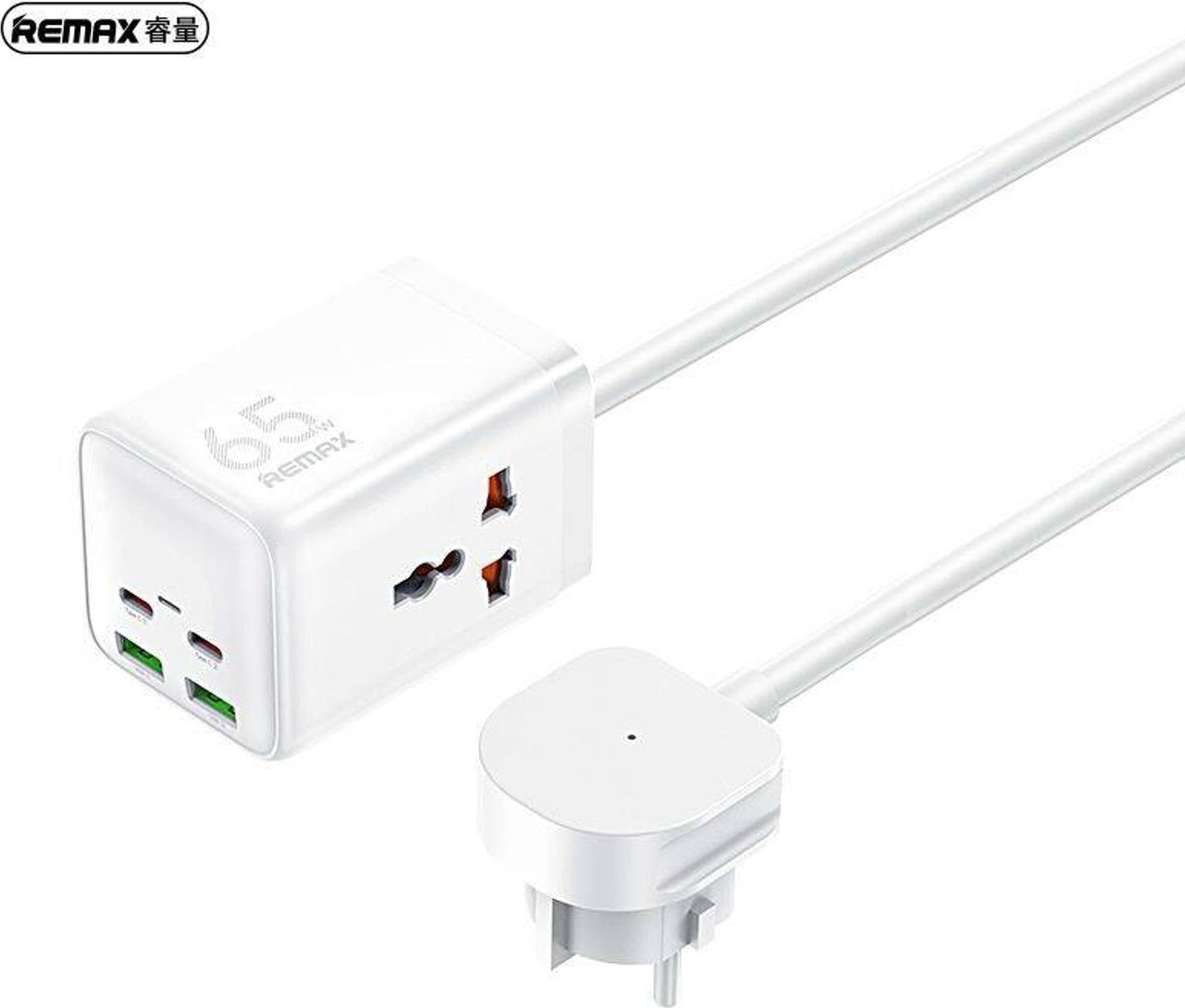 Zgjatës karikues Remax RP-U157 GaN, 65W, 2x USB 2x USB-C, i bardhë