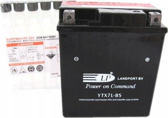 Bateri skuter Landport YTX-7-LBS AGM, me acid, 12V