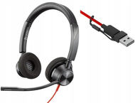 Kufje me kabllo Poly Blackwire 3320, stereo, USB C me adapter USB A, të zeza