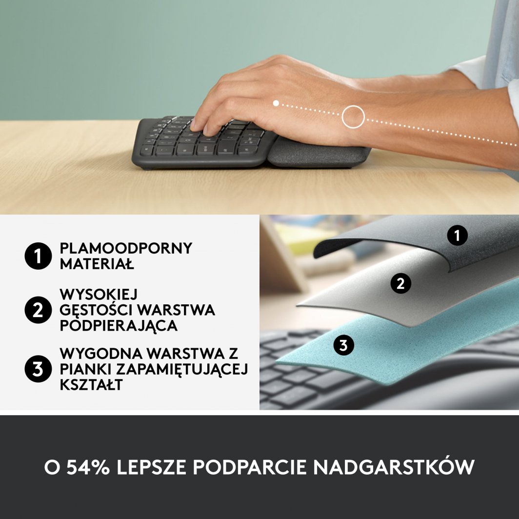 Tastierë Logitech Ergo, wireless, US INTL, grafit