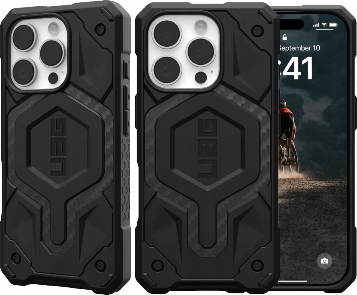 Mbulesë telefoni UAG Monarch për iPhone 16 Pro, Carbon Fiber, e zezë