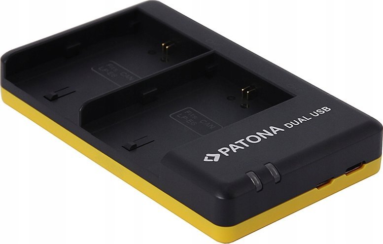 Karikues dyfishtë baterie PATONA Photo Dual Quick Canon LP-E6, USB, i zi
