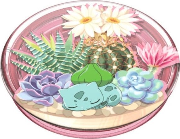 Држач за телефон PopSockets Bulbasaur Terrarium PopGrip, самолеплив, шарен