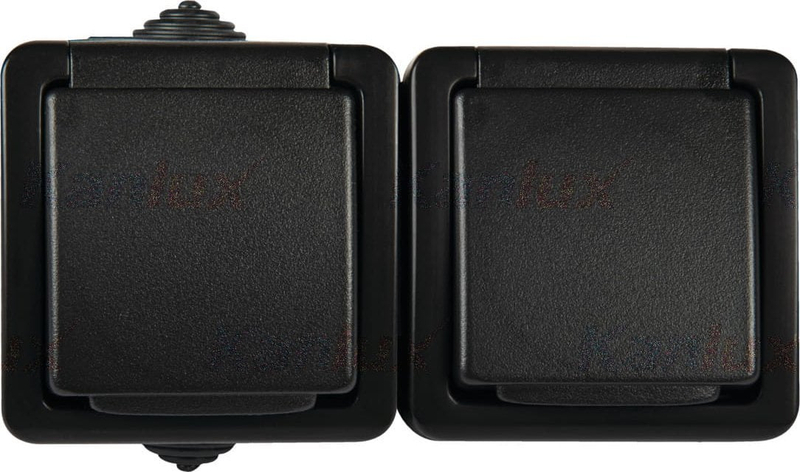 Prizë e dyfishtë murale Kanlux TEKNO 27356, IP54, 16A, gri