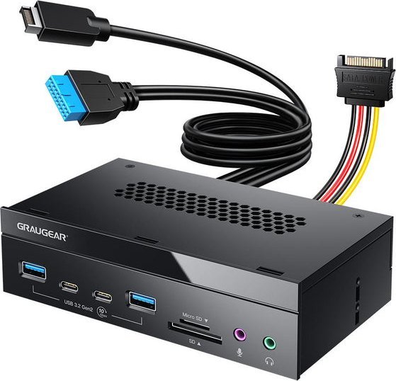 Panel frontal GrauGear G-MP03CR-AU, USB Type-C, USB 3.0, me lexues kartash, i zi 2