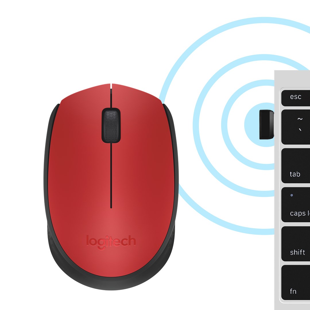 Maus Logitech M170, RF Wireless, i kuq