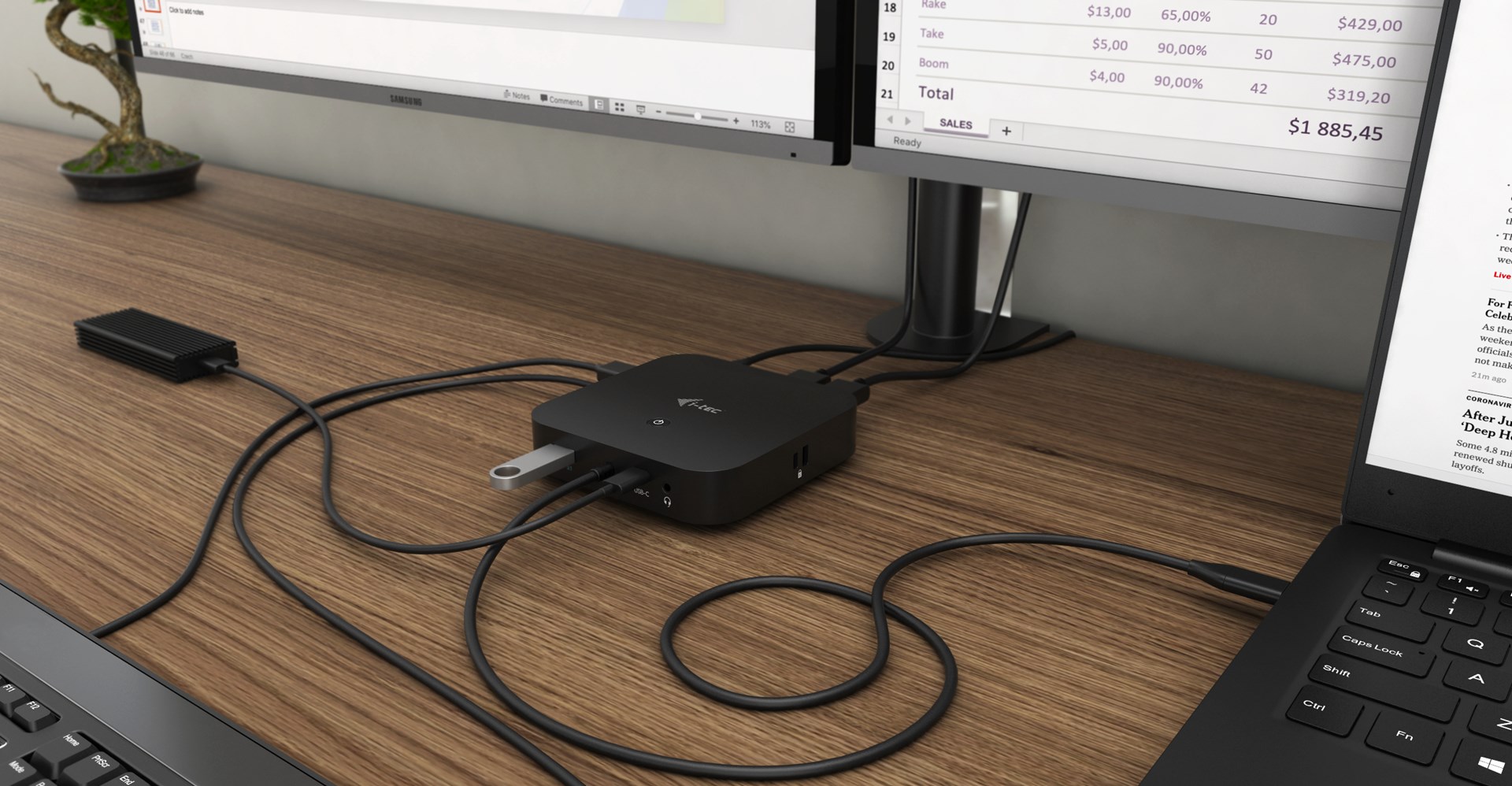 Stacion docking USB-C i-tec, Dual Display, 100W Power Delivery, i zi