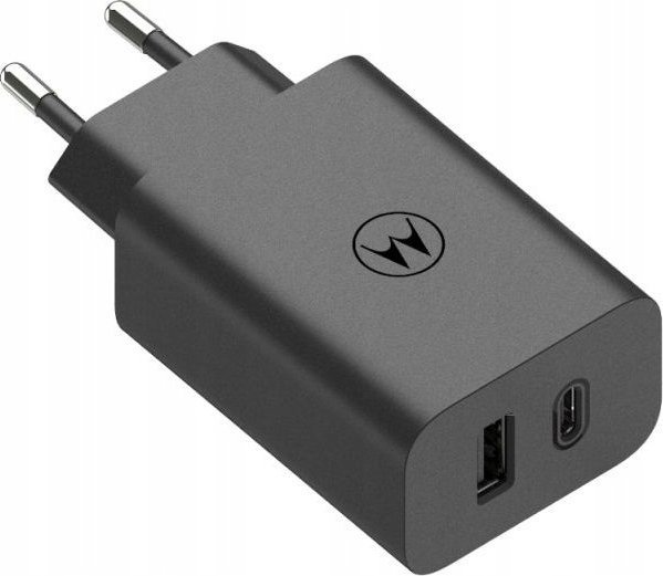 Ѕиден полнач Motorola TurboPower Duo, 50W, USB C и USB A, со кабел USB C, црн
