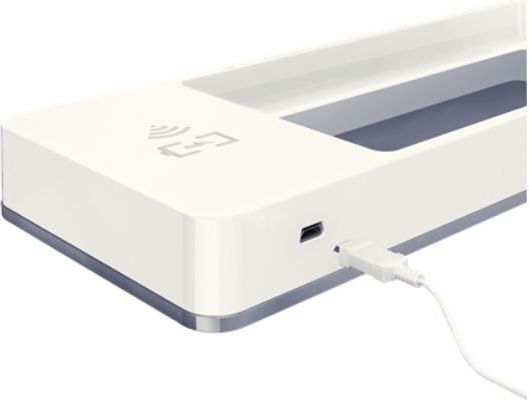 Organizues tavoline Leitz WOW, me karikues wireless Qi, i bardhë metalik