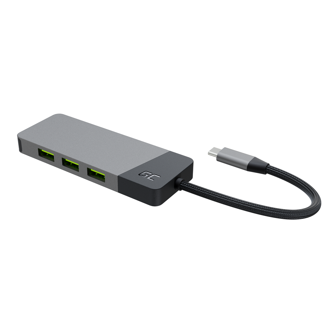 Qendër USB-C Green Cell HUBGC01, 7-në-1, 4K 60Hz, 85W, i hirtë