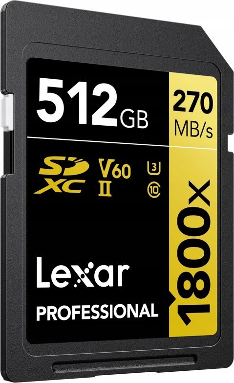 Kartë memorie Lexar Professional 1800x SDXC Gold Series, 512GB, UHS II U3