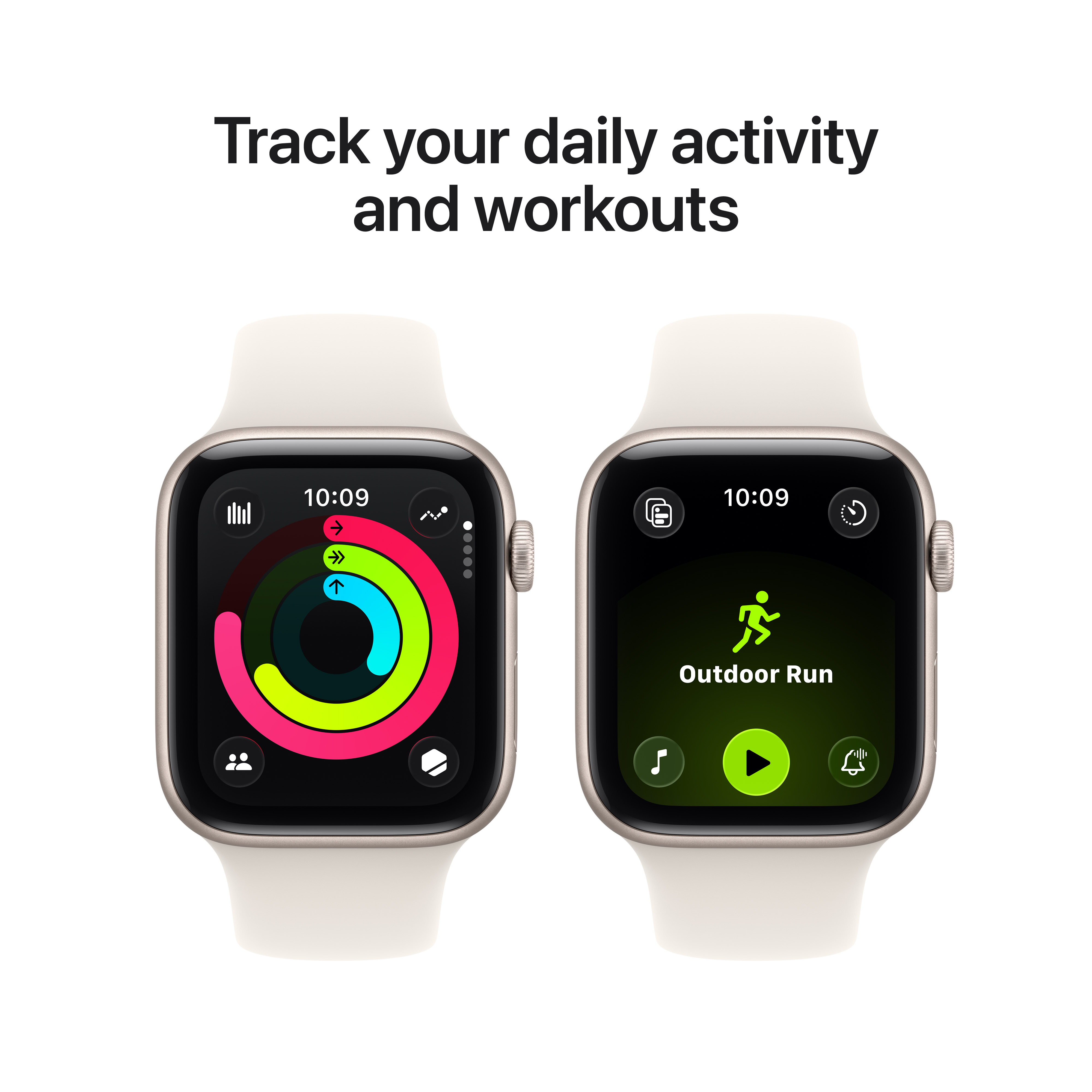 Apple Watch SE 3 GPS 44mm Starlight Aluminium Case with Starlight Sport Band, S/M