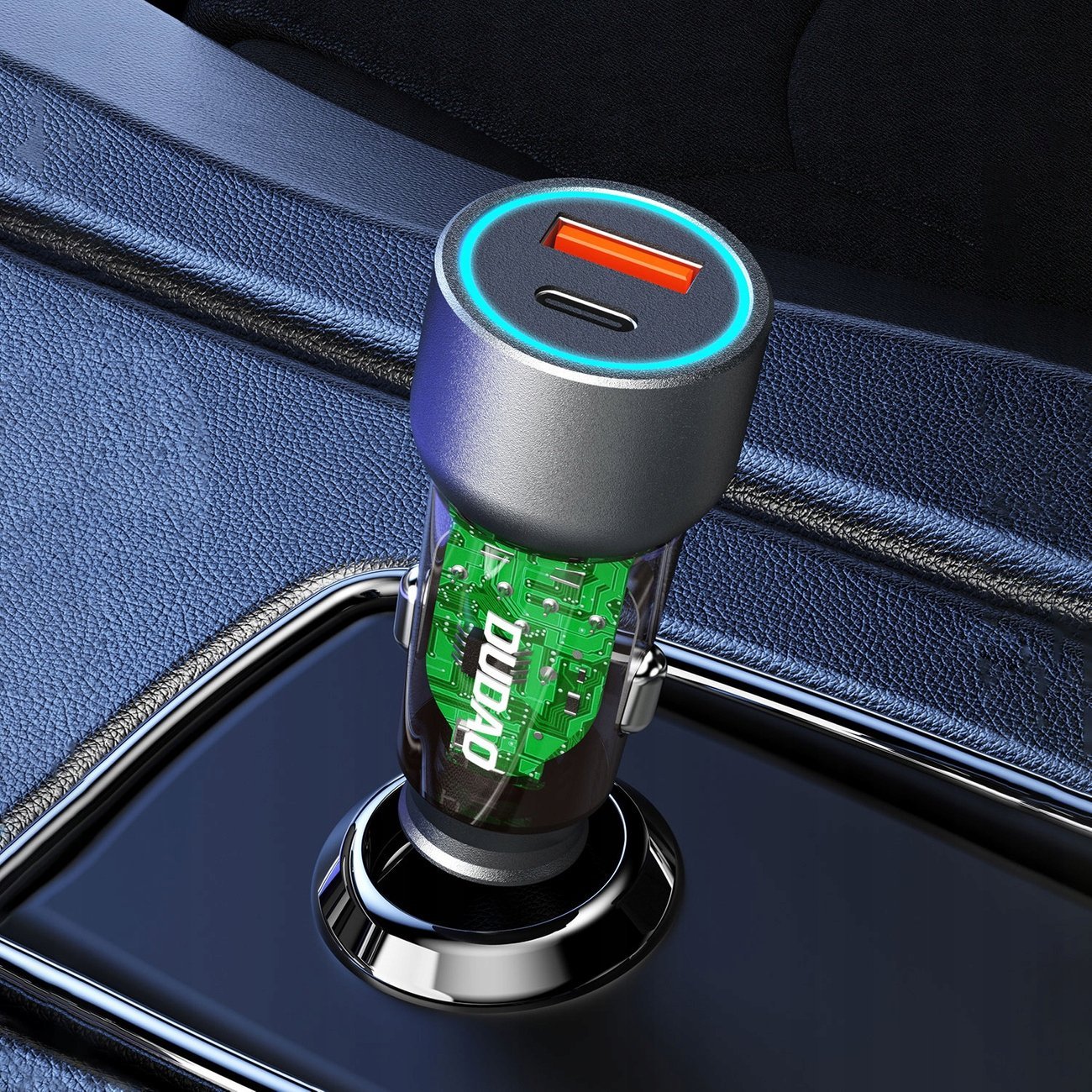 Полнач за автомобил Dudao R4T, 30W, USB A и USB C, сив