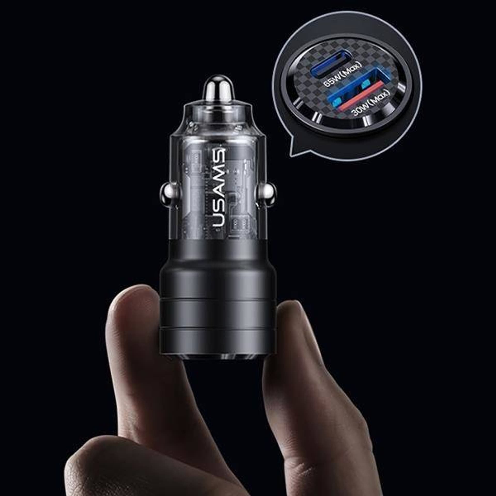 Автомобилски полнач Usams C36 US CC176, 95W, USB A и USB C, виолетов